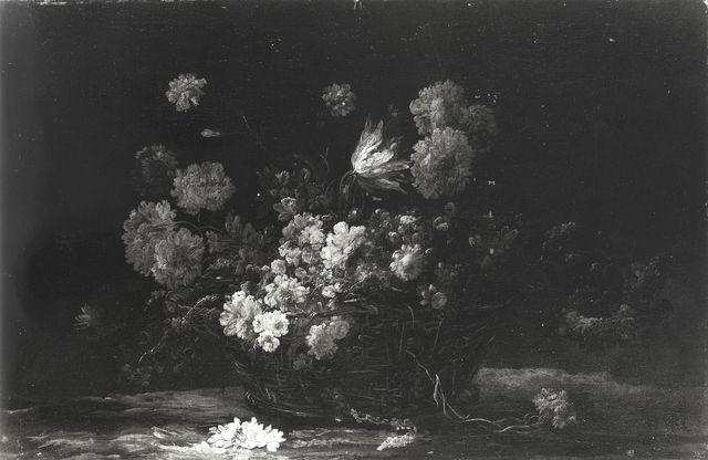 Anonimo — Mezzadri Antonio (ambito) - sec. XVII - Natura morta con cesto di fiori — insieme